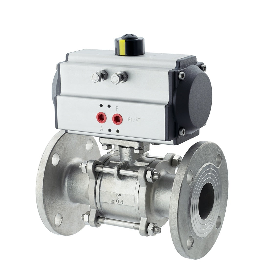 Pneumatic stainless steel three-piece flange ball valve Q641F-16P3 PTF ...