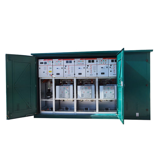 DFW-12 one-in and two-out cable distribution box with sulfur hexafluoride switch and grounding strap fuse protection